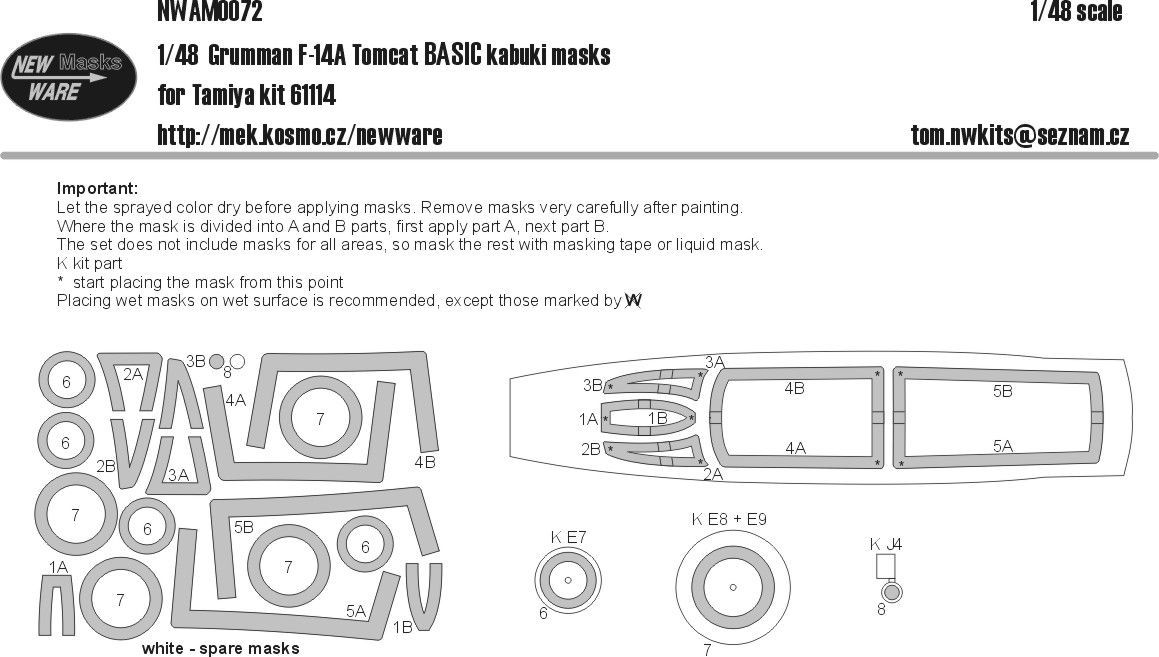 1:48 Grumman F-14A Tomcat BASIC kabuki masks