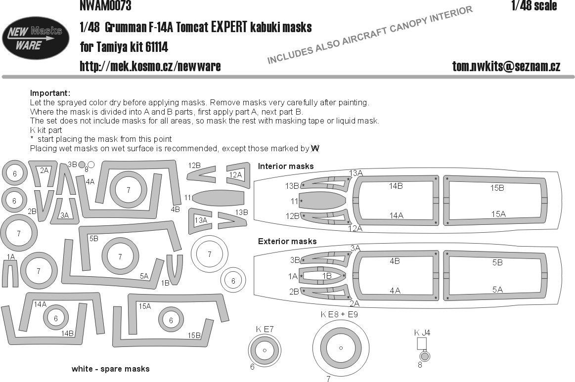 1:48 Grumman F-14A TomcatEXPERT kabuki masks