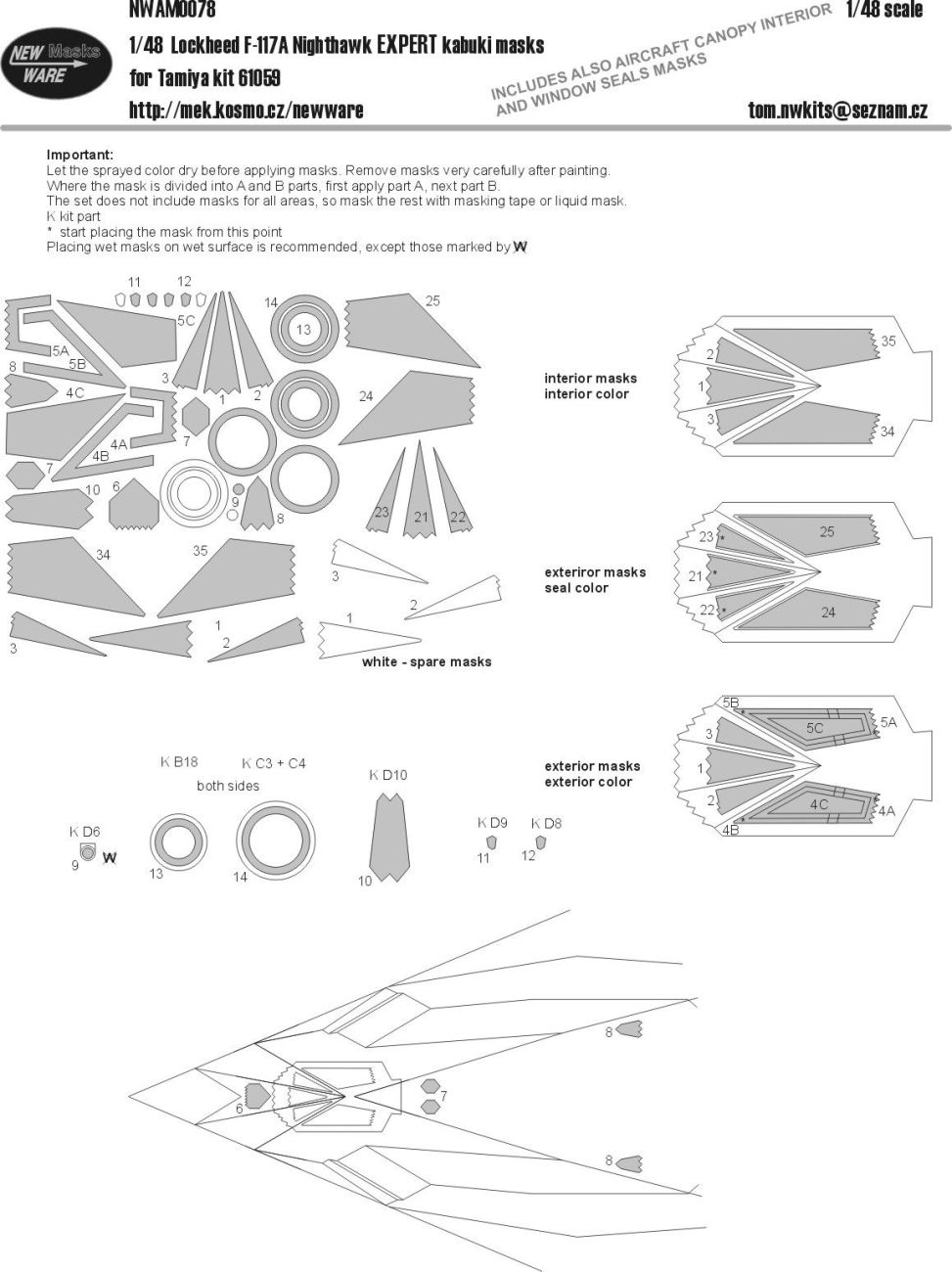 1:48 Lockheed F-117A Nighthawk EXPERT masks