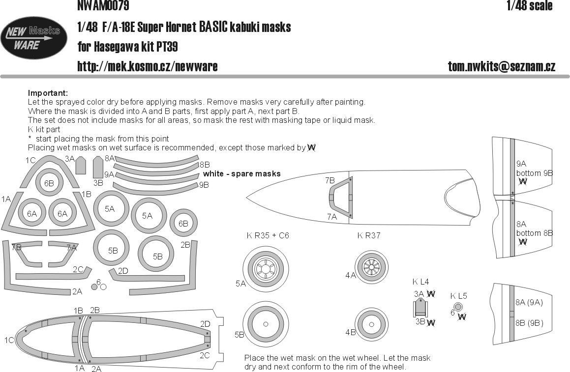 1:48 F/A-18E Super Hornet BASIC masks
