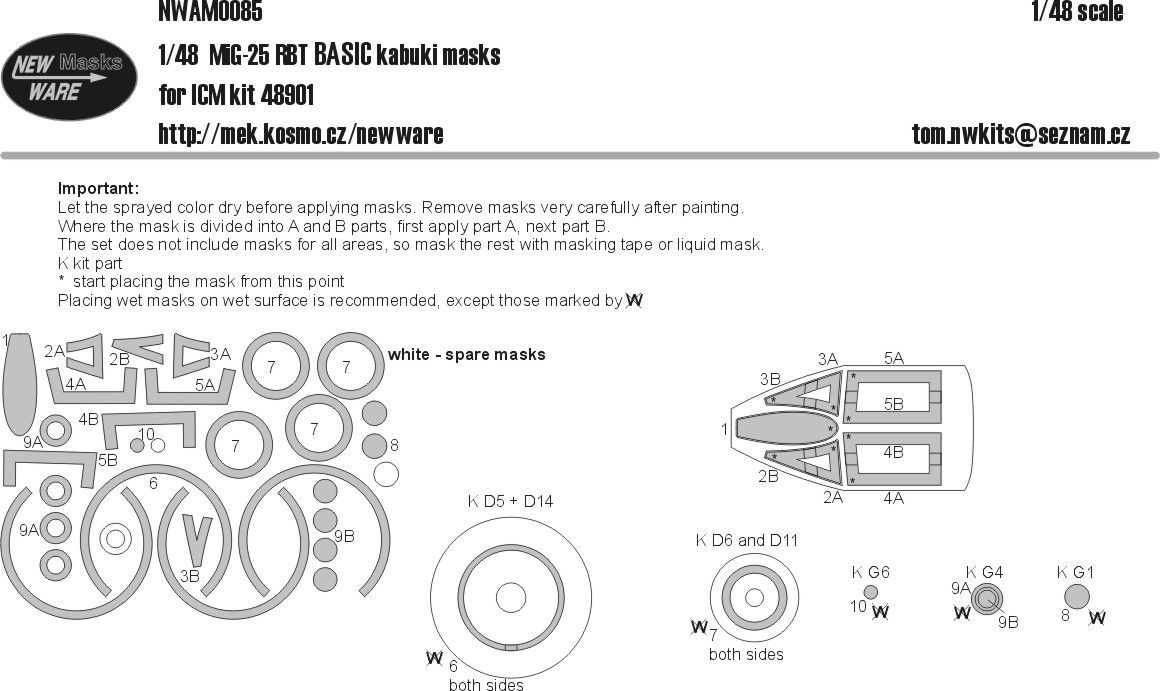 1:48 MiG-25 RBT BASIC masks