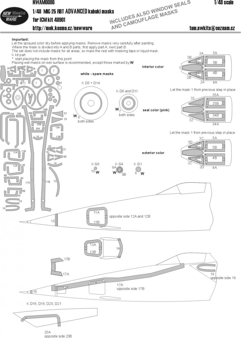 1:48 MiG-25 RBT ADVANCED masks