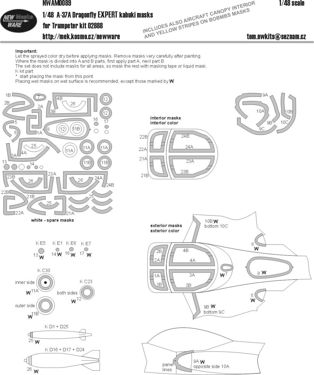 1:48 A-37A Dragonfly EXPERT masks