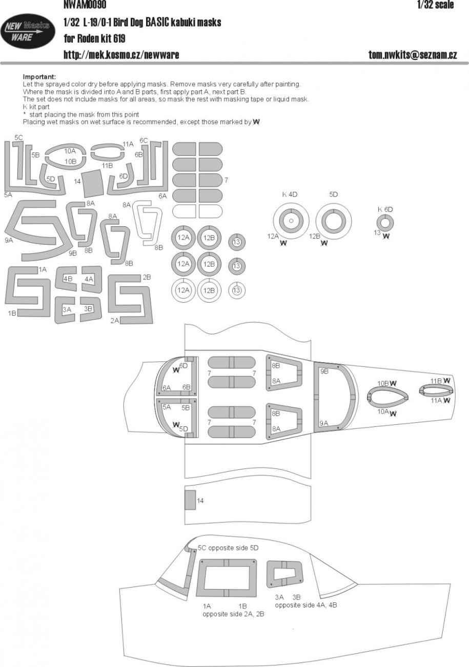 1:32 L-19/O-1 Bird Dog BASIC kabuki masks