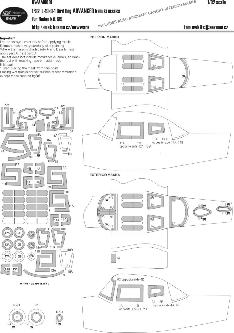 1:32 L-19/O-1 Bird Dog EXPERT kabuki masks
