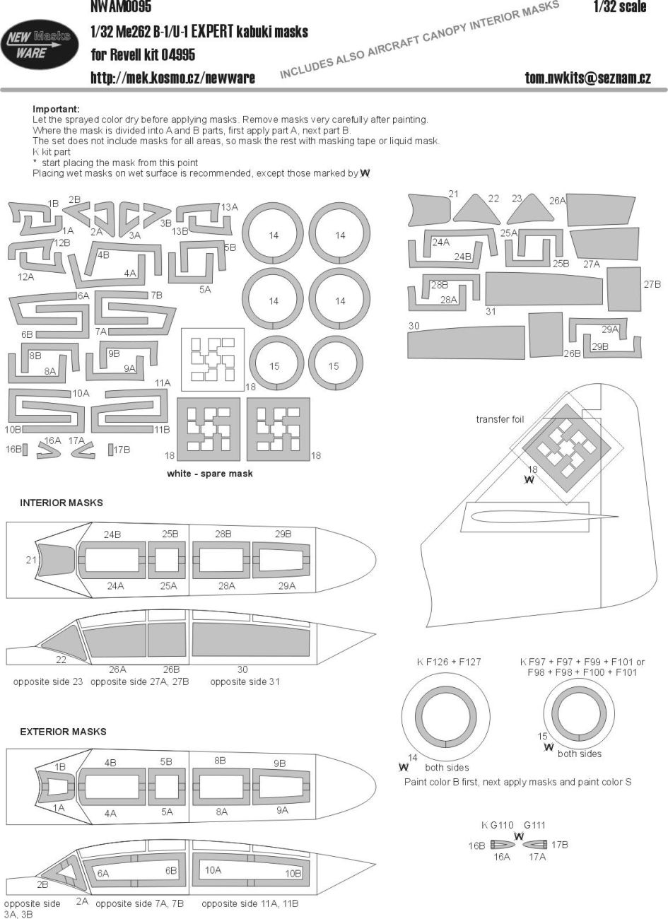 1:32 Me 262 B-1/U-1 EXPERT masks