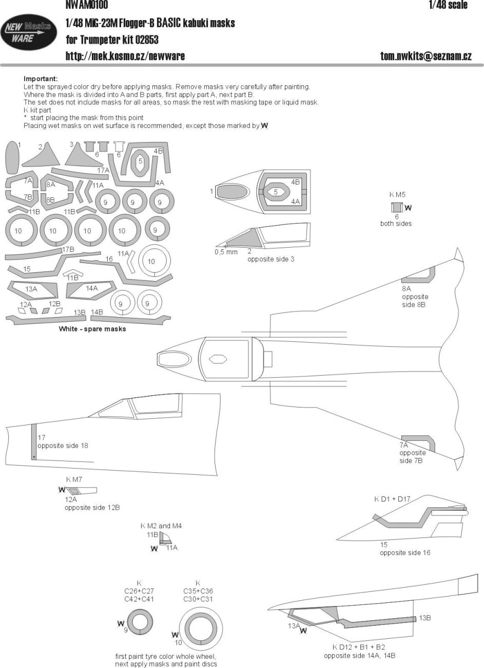 1:48 Mig-23M Flogger-B BASIC kabuki masks