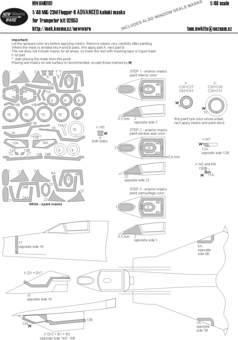 1:48 Mig-23M Flogger-B ADVANCED kabuki masks