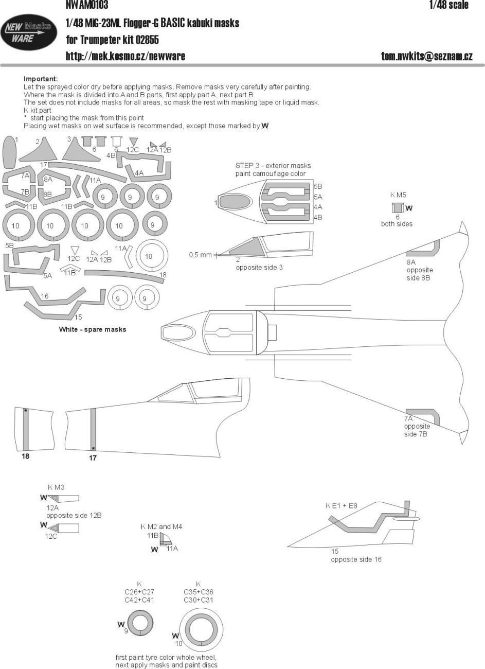 1:48 Mig-23ML Flogger-G BASIC kabuki masks