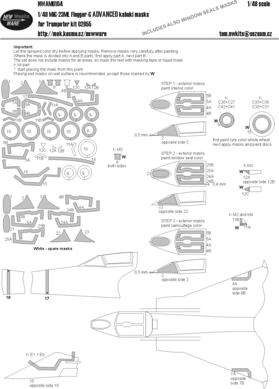 1:48 Mig-23ML Flogger-G ADVANCED kabuki masks