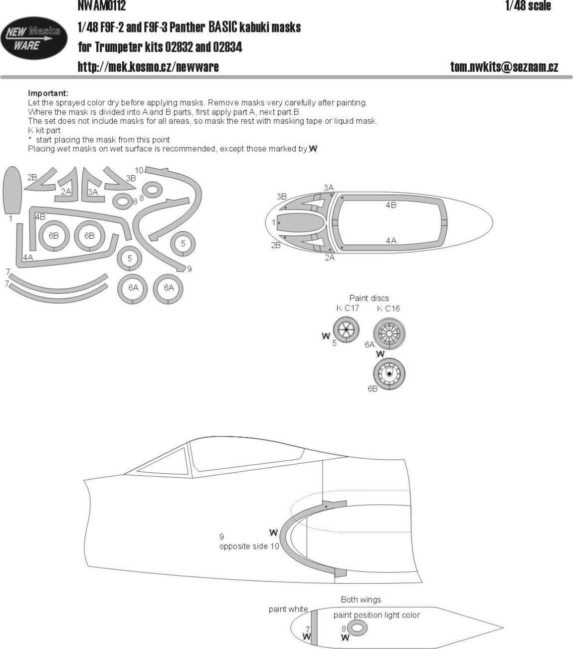 1:48 F9F-2 and F9F-3 Panther BASIC kabuki masks