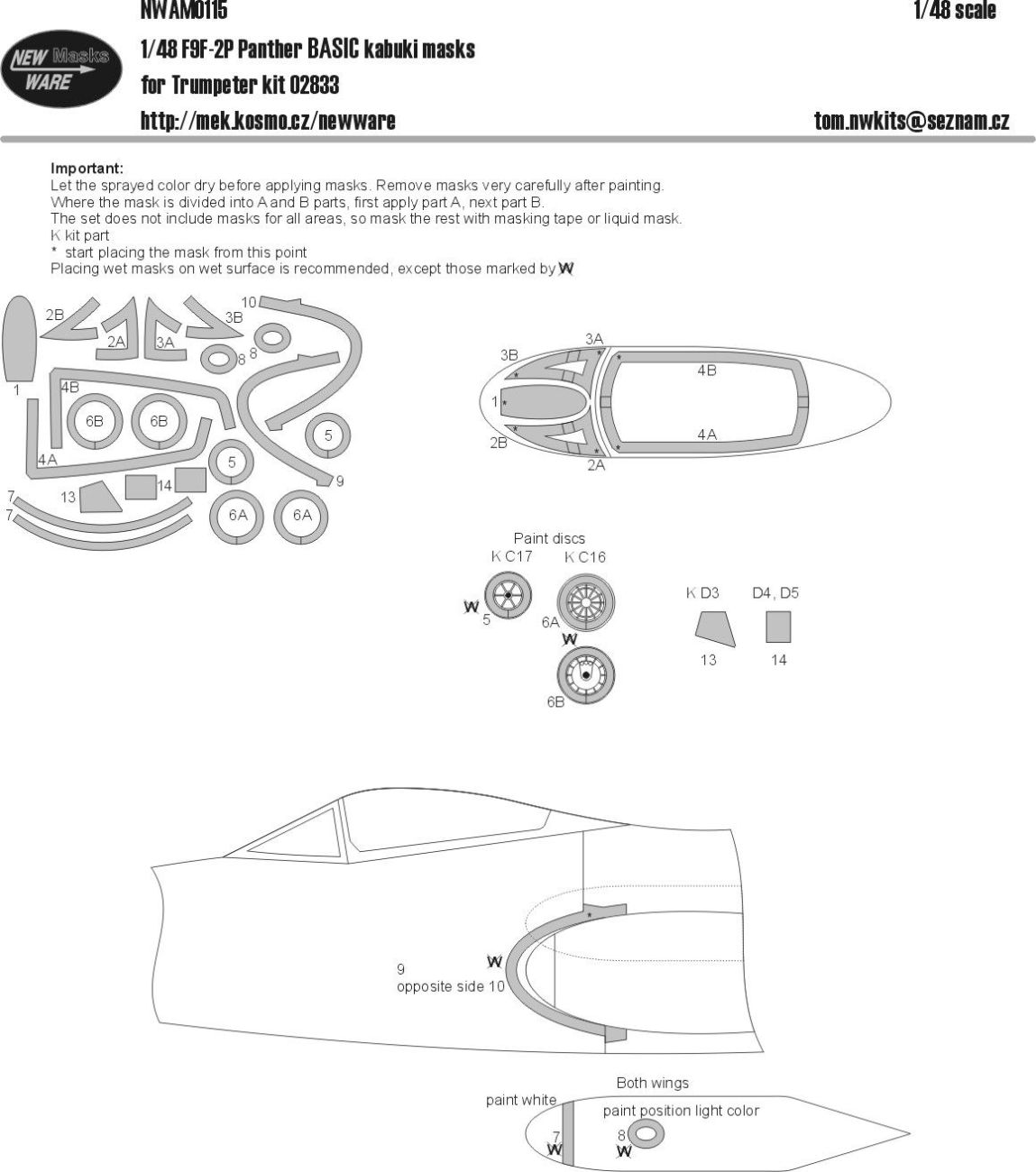 1:48 F9F-2P Panther BASIC kabuki masks