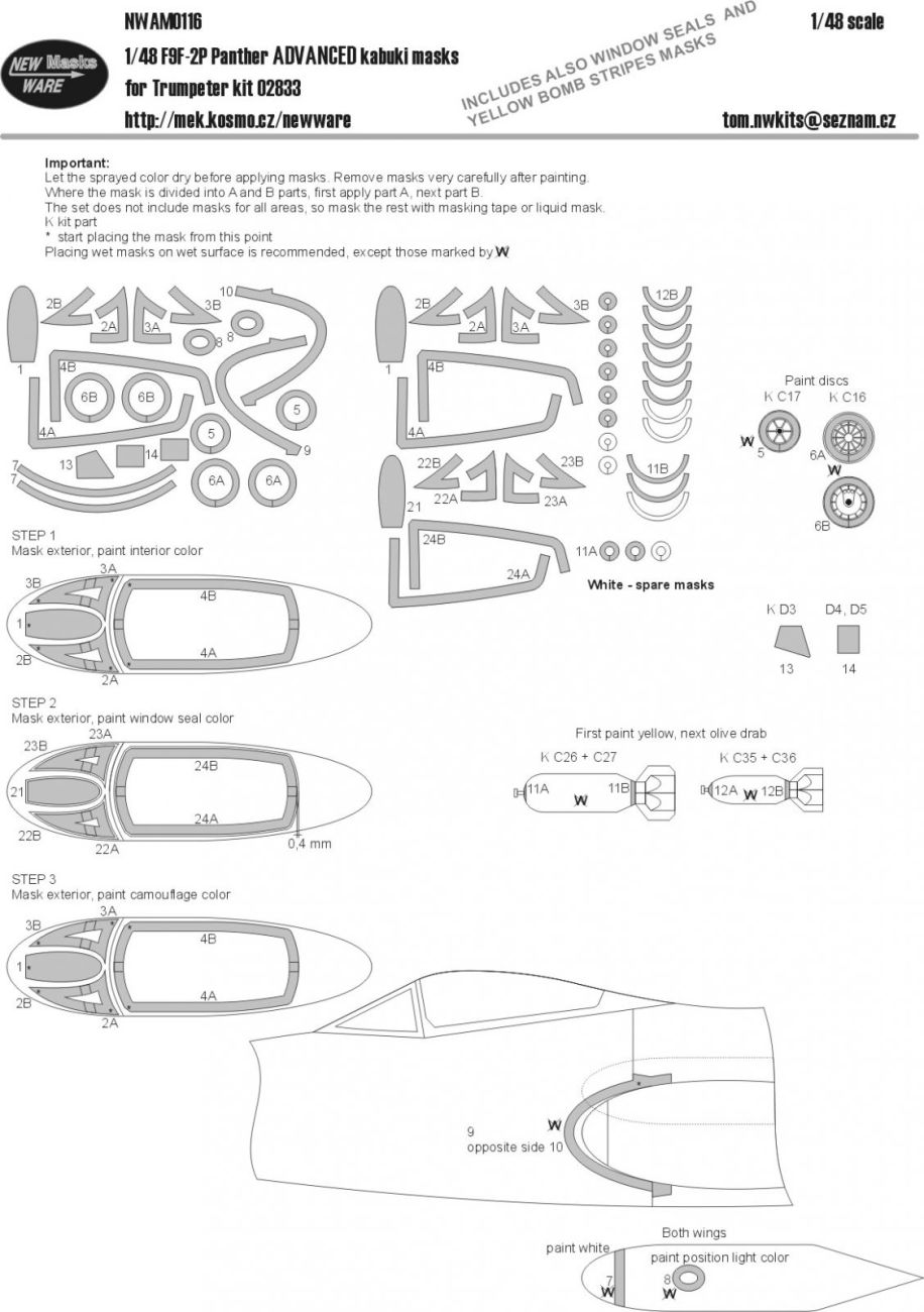 1:48 F9F-2P Panther ADVANCED kabuki masks