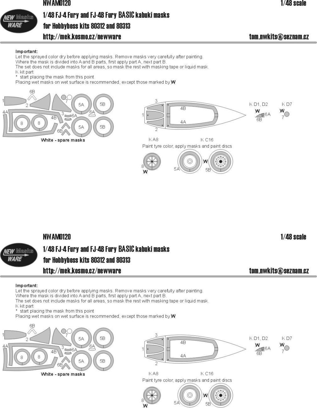 1:48 FJ-4 and FJ-4B Fury BASIC kabuki masks