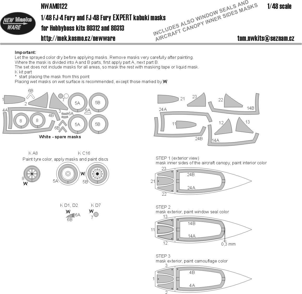 1:48 FJ-4 and FJ-4B Fury EXPERT kabuki masks