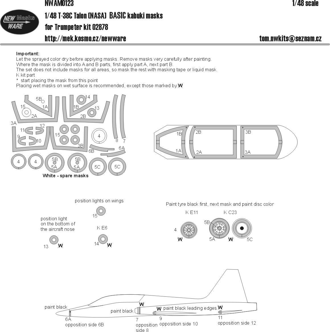1:48 T-38C Talon NASA BASIC kabuki masks