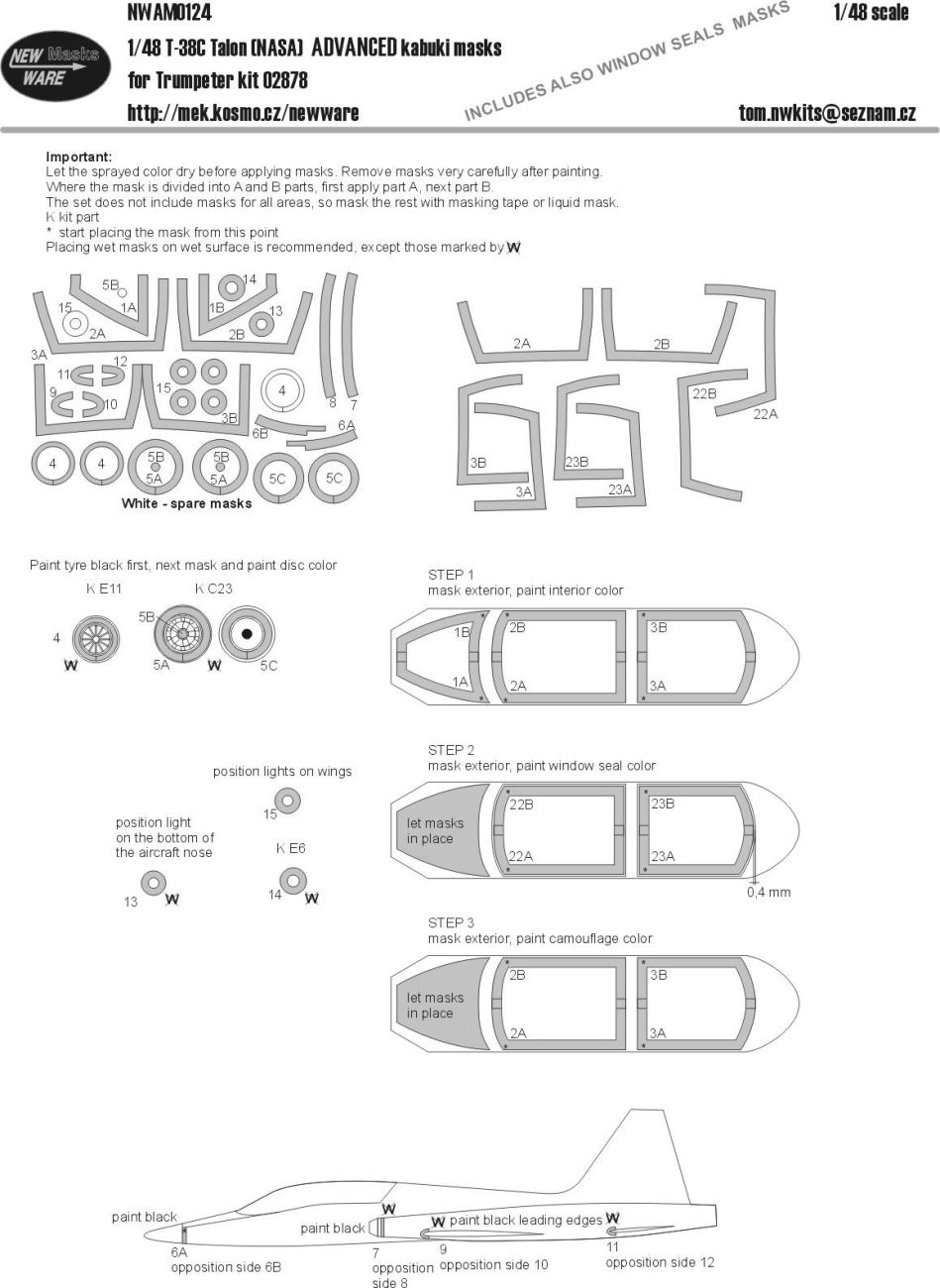 1:48 T-38C Talon NASA ADVANCED kabuki masks