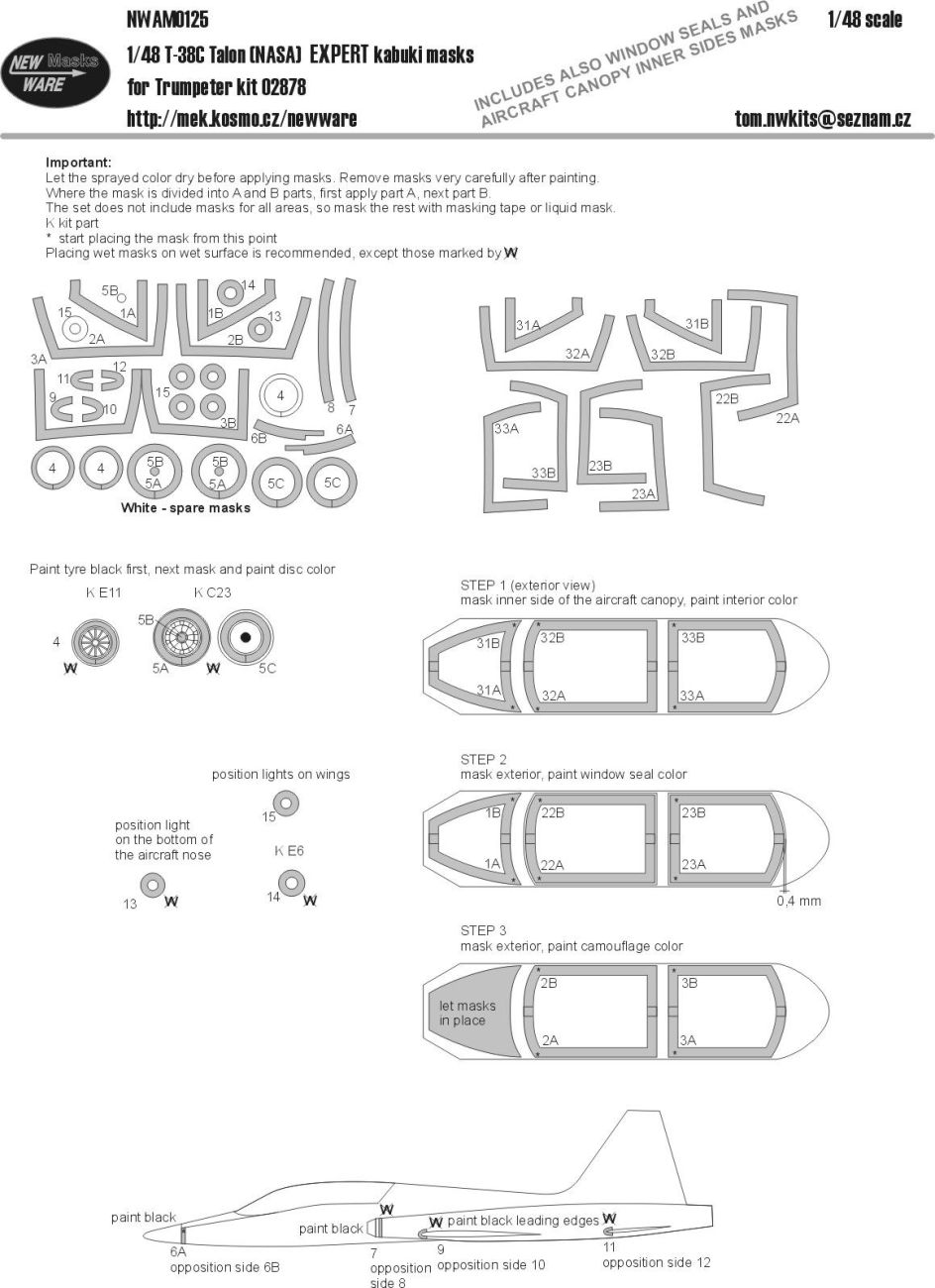 1:48 T-38C Talon NASA EXPERT kabuki masks
