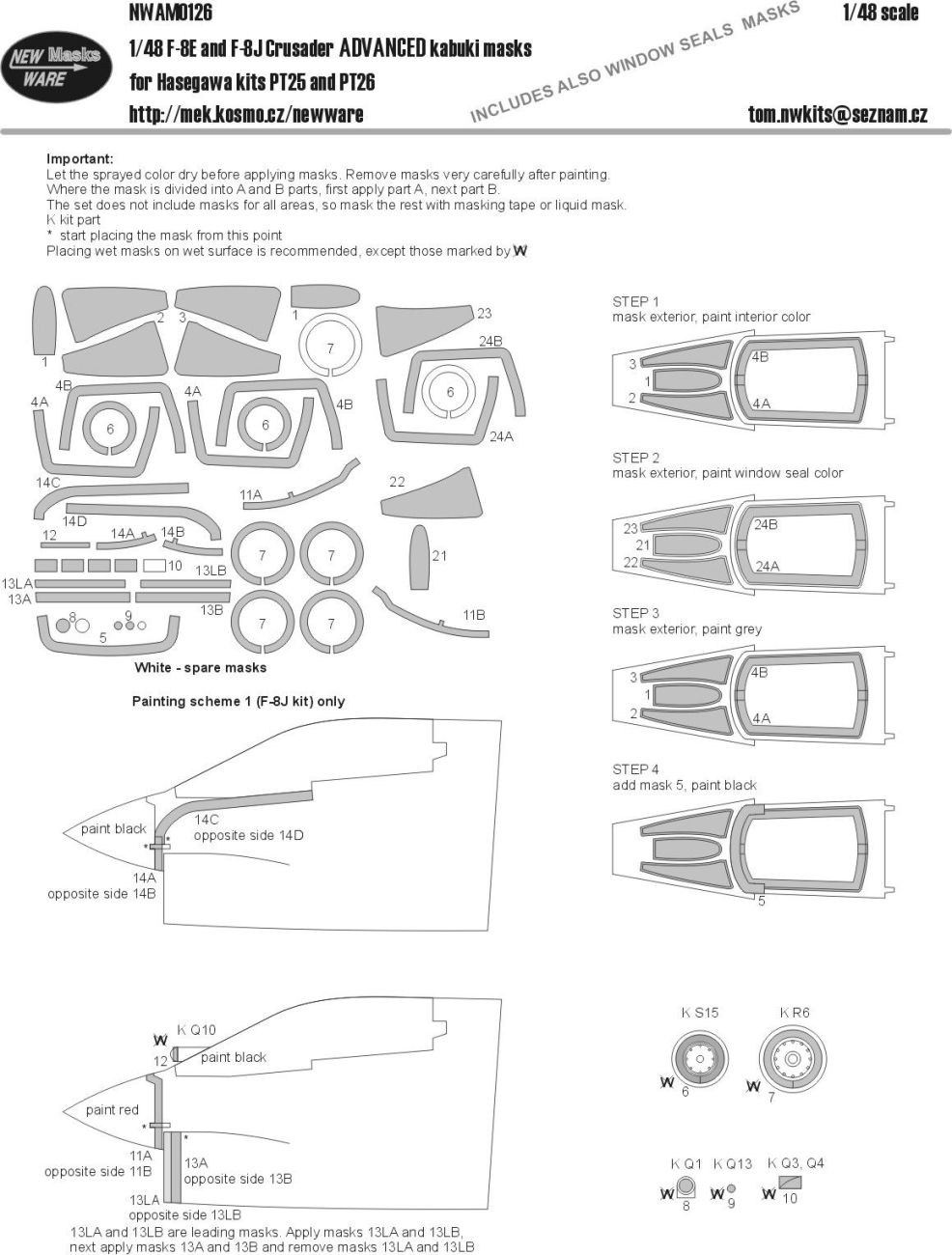 1:48 F-8E and F-8J Crusader ADVANCED kabuki masks