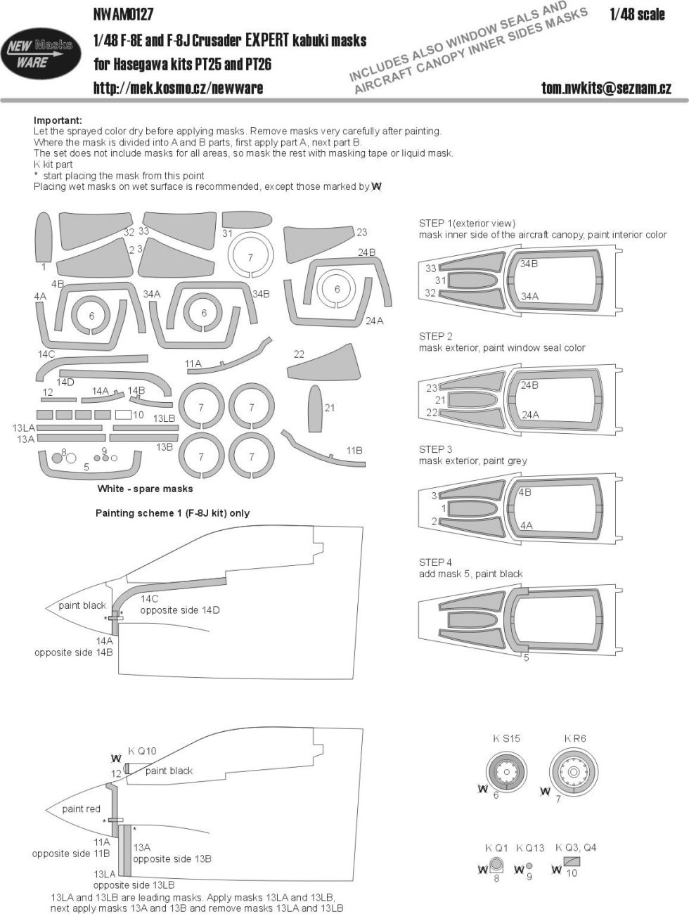 1:48 F-8E and F-8J Crusader EXPERT kabuki masks
