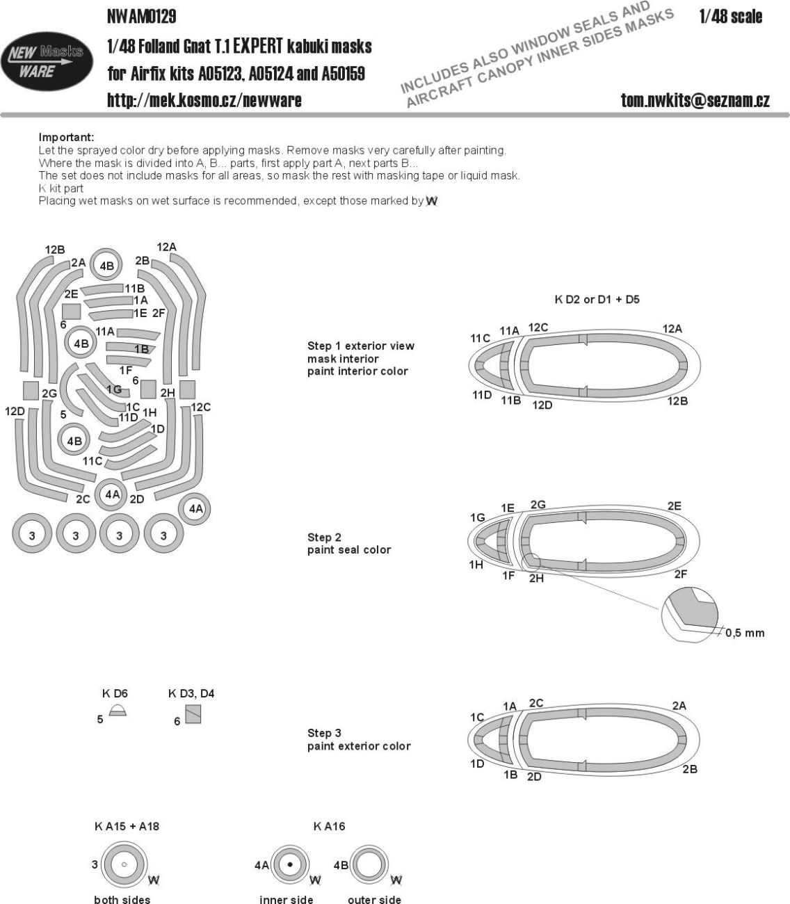 1:48 Folland Gnat T.1 EXPERT kabuki masks