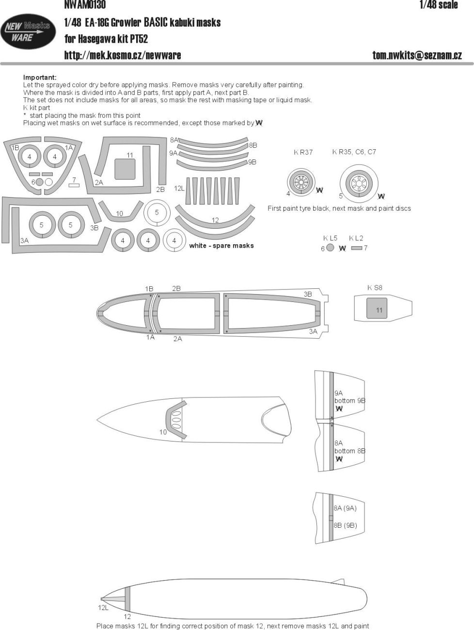 1:48 EA-18G Growler BASIC kabuki masks