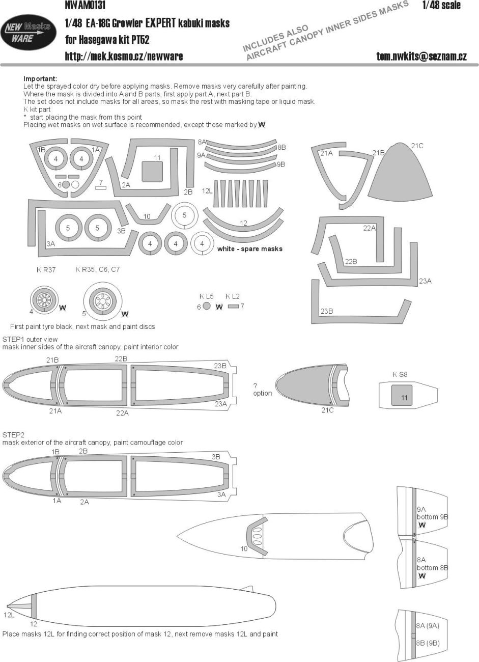 1:48 EA-18G Growler EXPERT kabuki masks
