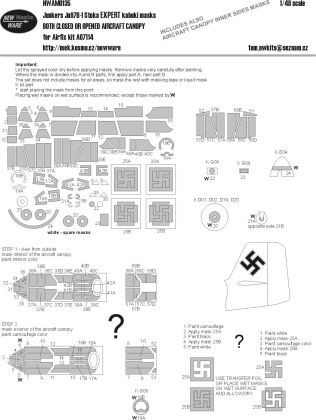 1:48 Junkers Ju87B-1 Stuka EXPERT kabuki masks (both closed or opened aircrřaft canopy)