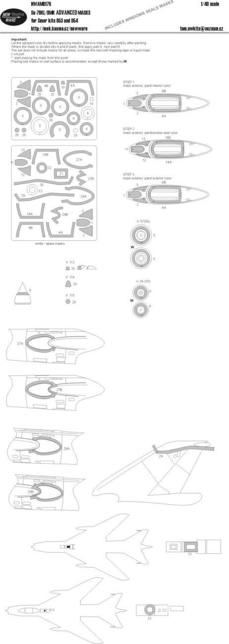1:48 Suchoj Su-7 BKL / BMK ADVANCED kabuki masks