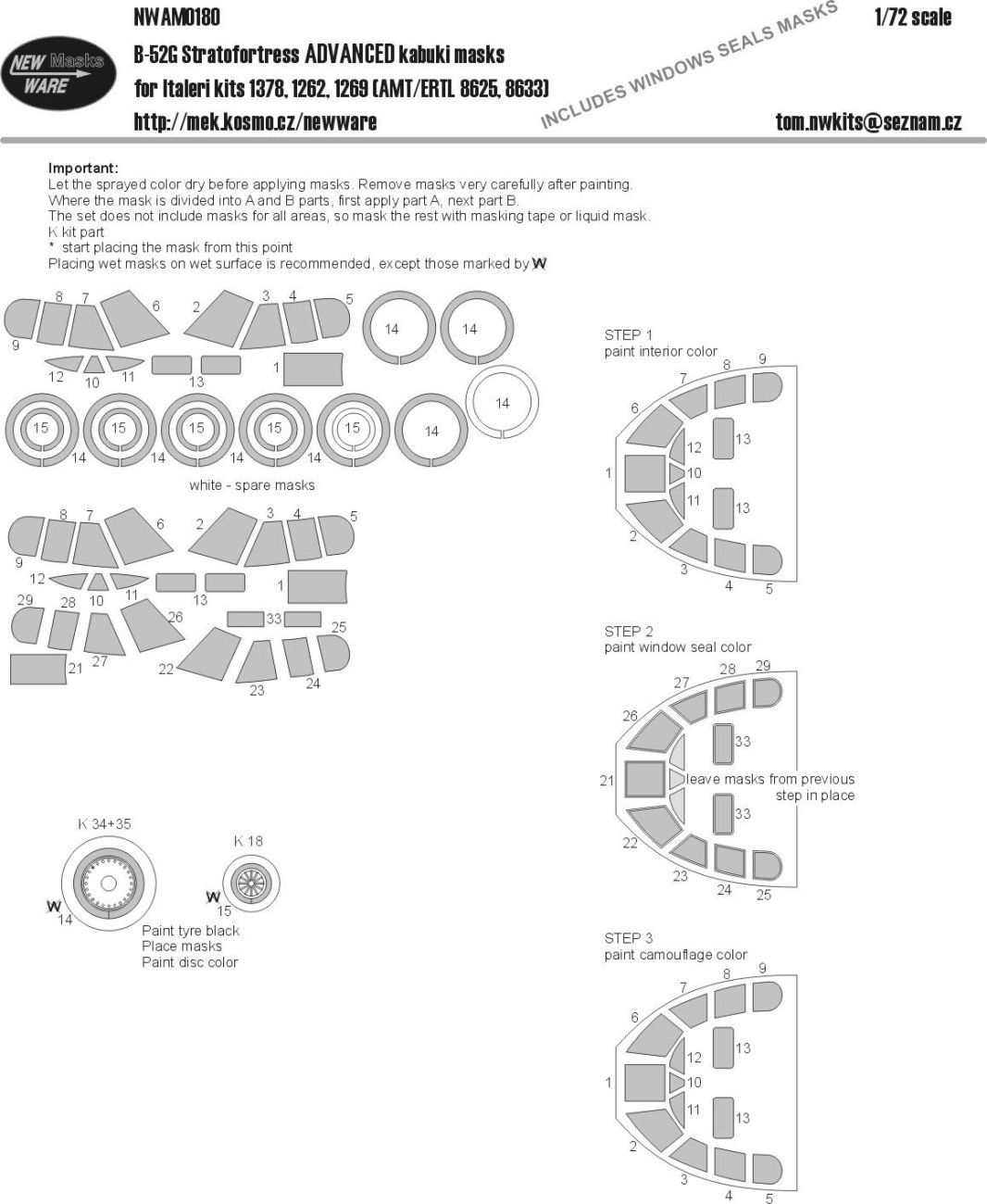 1:72 B-52G Stratofortress ADVANCED kabuki masks