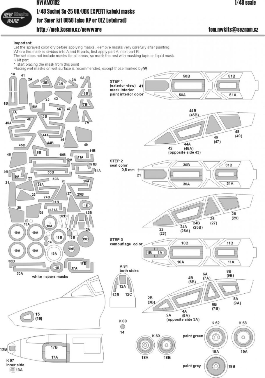 1:48 Suchoj Su-25 UB/UBK EXPERT kabuki masks