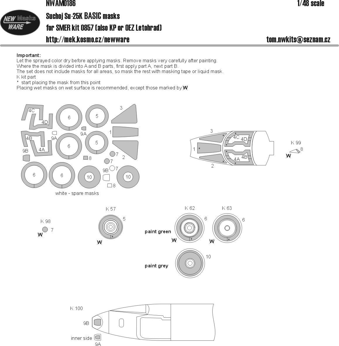 1:48 Suchoj Su-25K BASIC kabuki masks