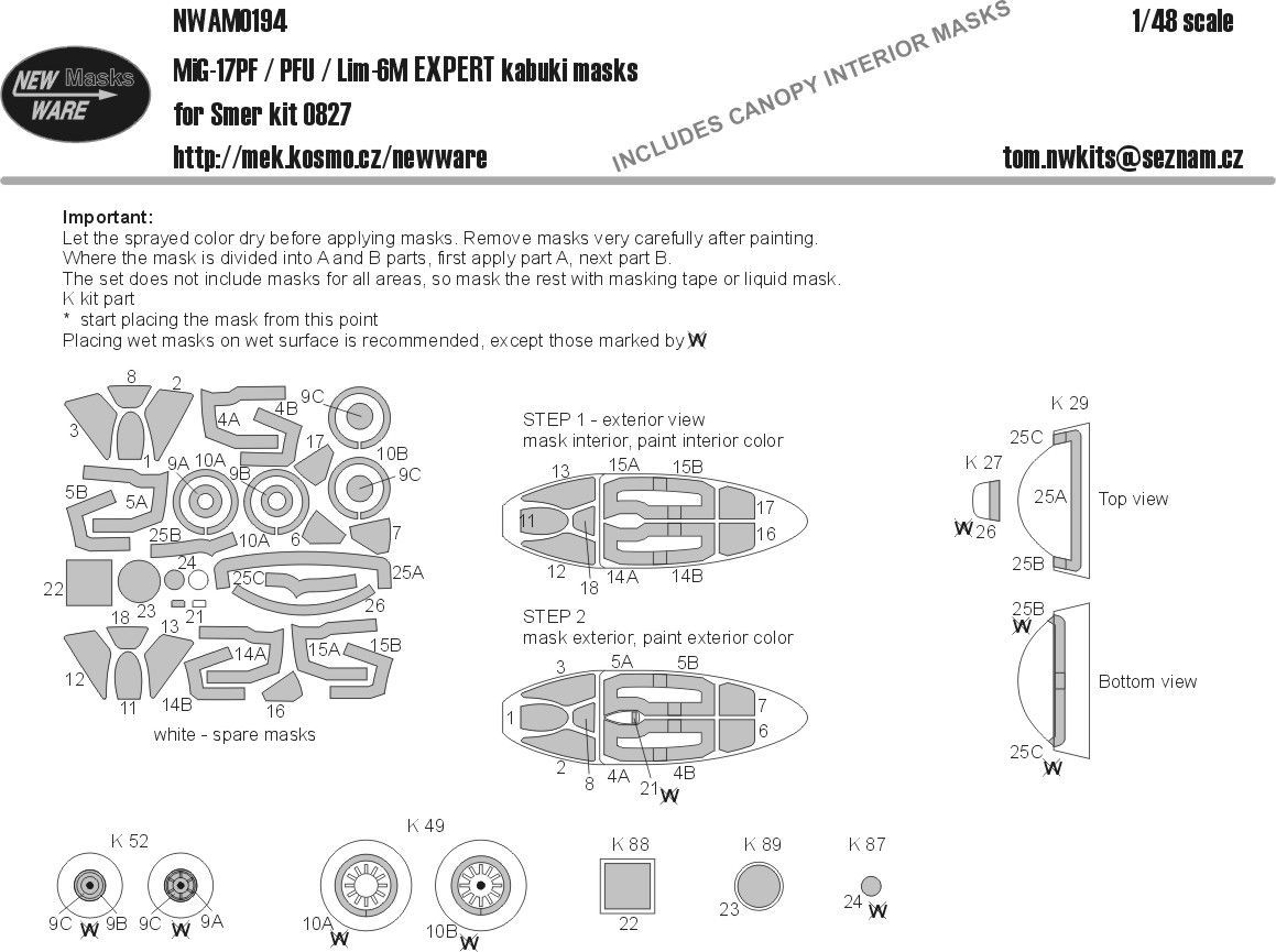 1:48 MiG-17PF / PFU / Lim-6M EXPERT kabuki masks