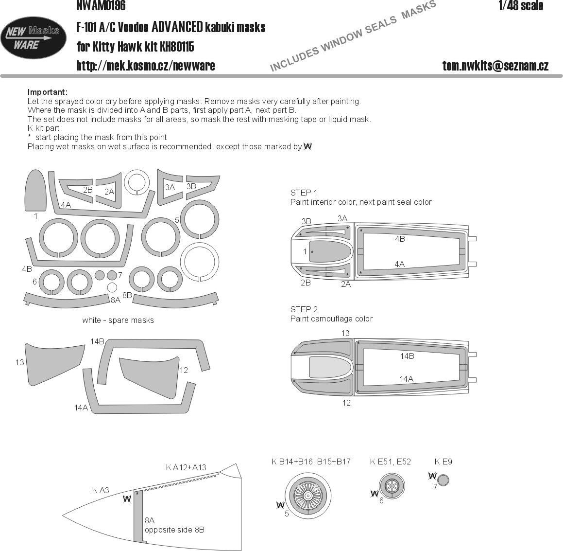 1:48 F-101 A/C Voodoo ADVANCED kabuki masks