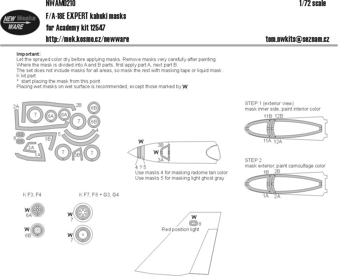 1:72 F/A-18E EXPERT kabuki masks