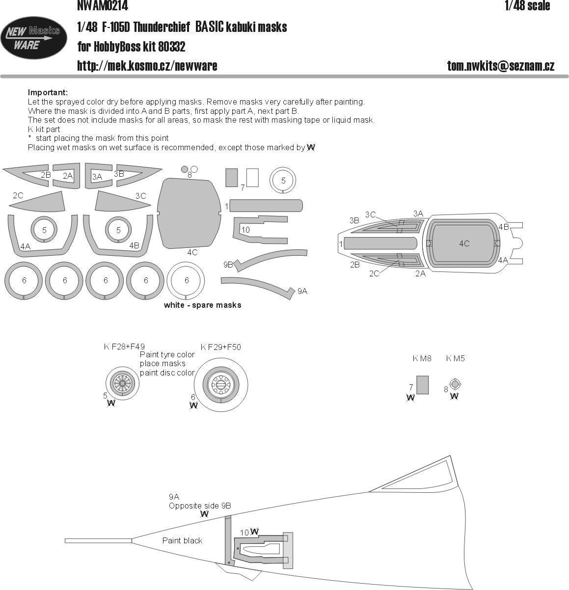 1:48 F-105D Thunderchief BASIC kabuki masks