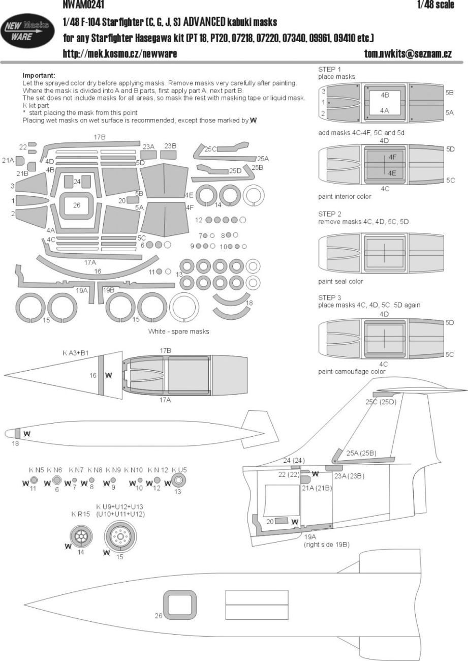 1:48 F-104 Starfighter ADVANCED kabuki masks