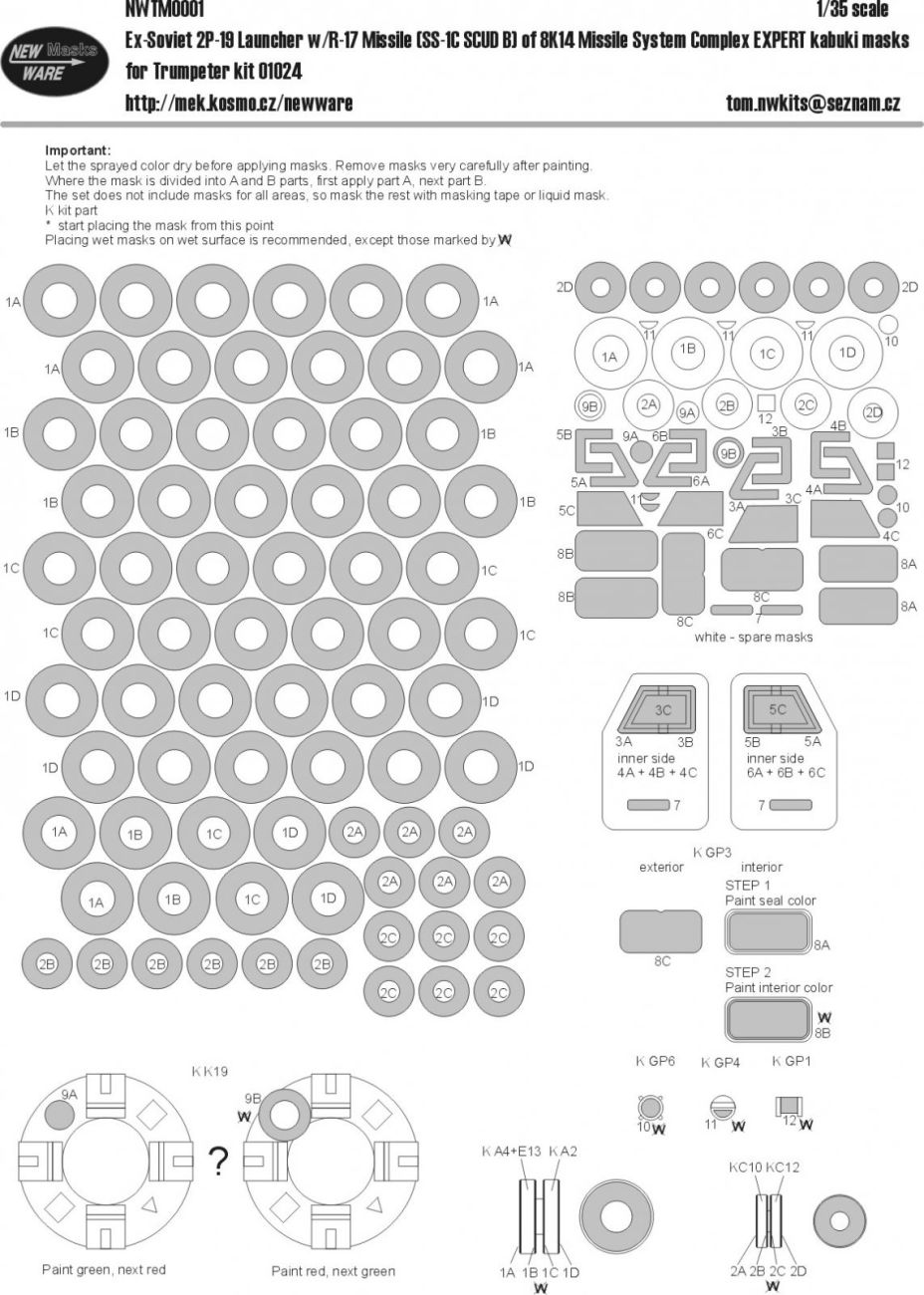 1:35 Ex-Soviet 2P-19Launcher w R-17 Missile (SCUD B) EXPERT kabuki masks