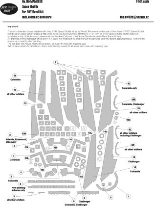 1:144 Space Shuttle masks