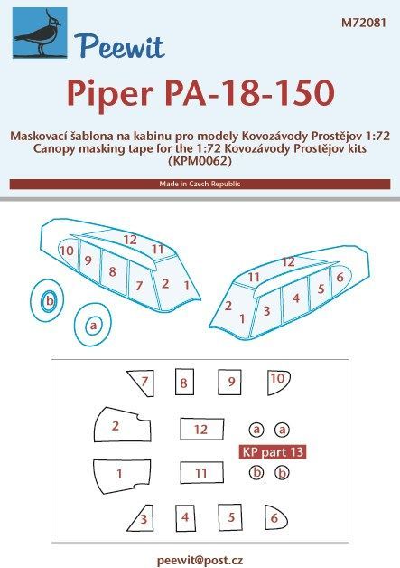 1:72 Piper PA-18-150 - pro modely Kovozávody Prostějov
