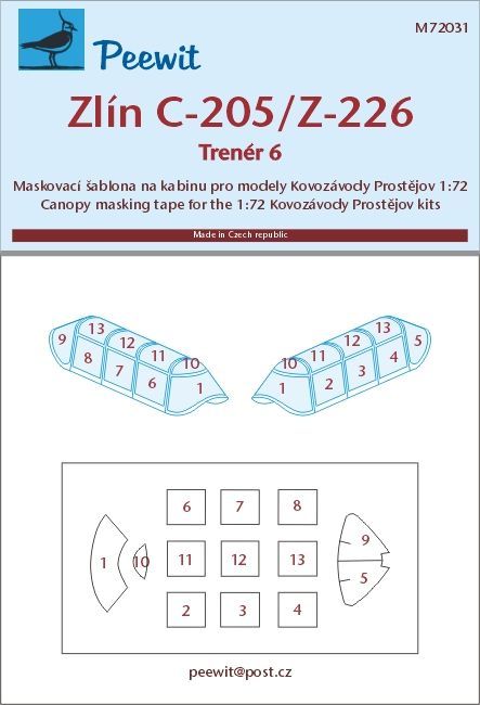 1:72 Zlín C-205/Z-226 Trenér 6 - pro modely Kovozávody Prostějov