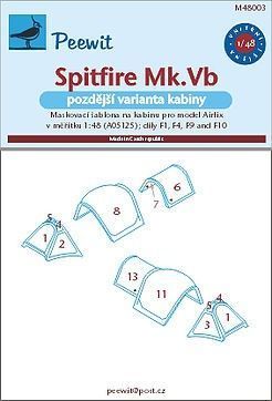 1:48 Spitfire Mk.Vb (pozdější varianta kabiny) - pro modely Airfix