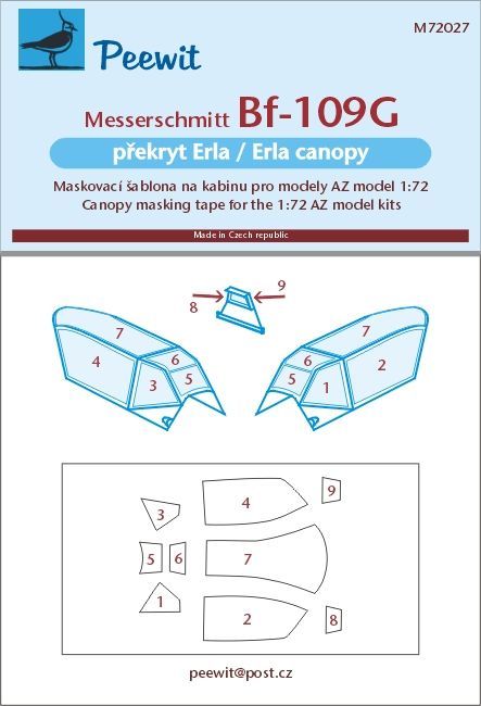 1:72 Messerschmitt Bf-109G - překryt Erla - pro modely AZ model