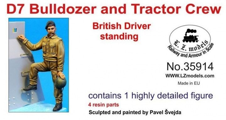 1:35 D7 Bulldozer and Tractor crew British Driver standing