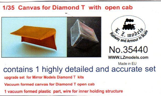 1:35 Canvas for Diamond T with open cab upgrade set for Mirror Models Diamond T kits
