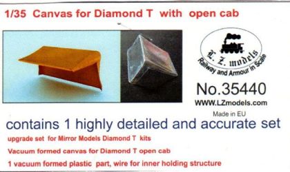 1:35 Canvas for Diamond T with open cab upgrade set for Mirror Models Diamond T kits