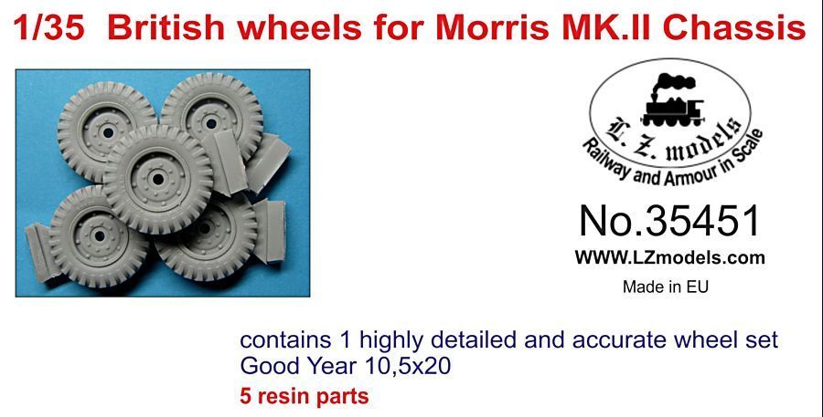 1:35 British Wheels for Morris C8 Quad  MK.II