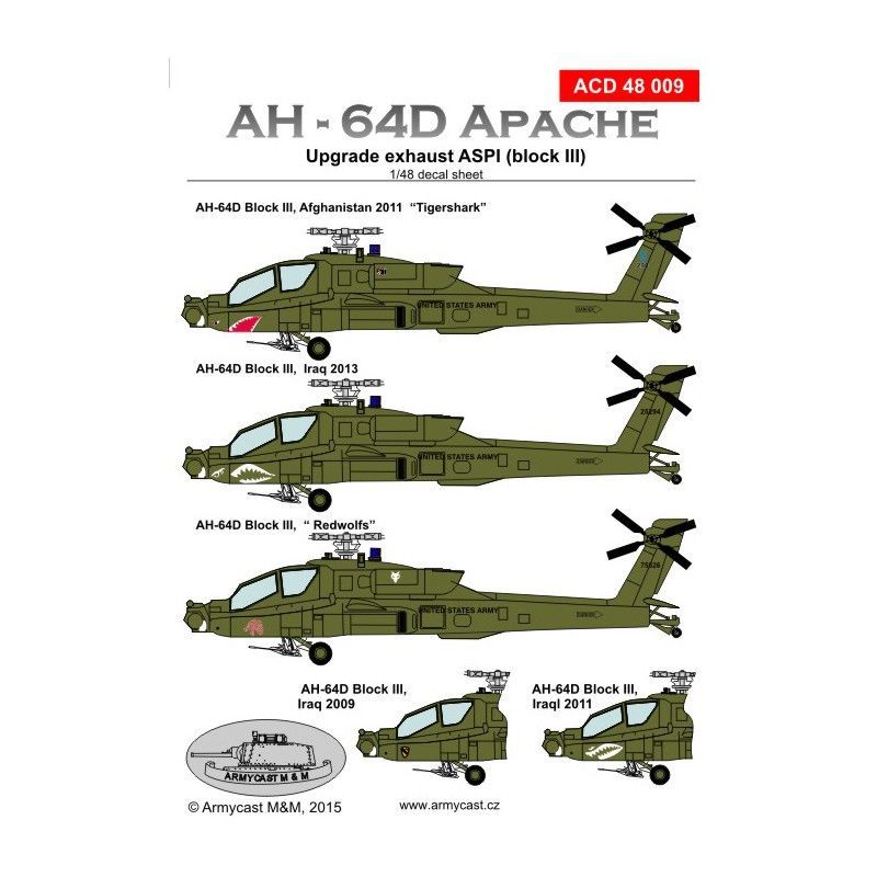 1:48 Hughes AH-64D Apache ASPI exhaust (Block III) decal set