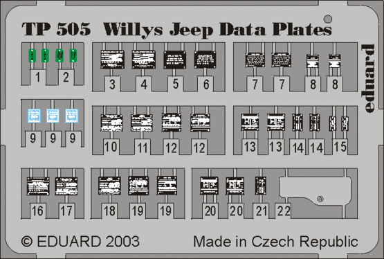 1:35 Willys Jeep Data Plates