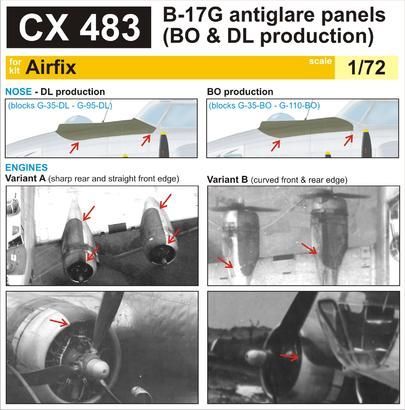 1:72 B-17G antiglare panels (BO & DL production)